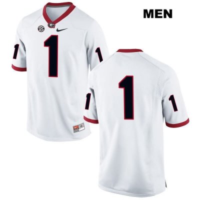 Men's Georgia Bulldogs NCAA #1 Sony Michel Nike Stitched White Authentic No Name College Football Jersey UQX0054PC